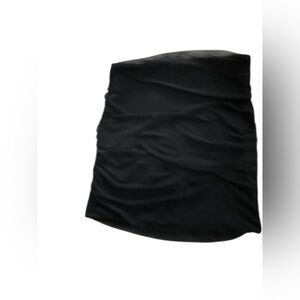 Black ruched mini skirt